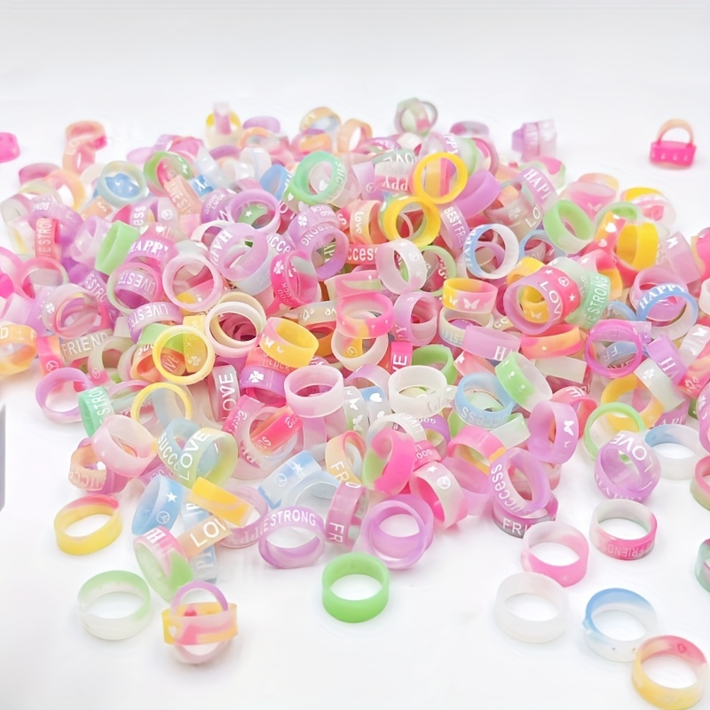 Mixed Styles Silicone Printed Rings Set